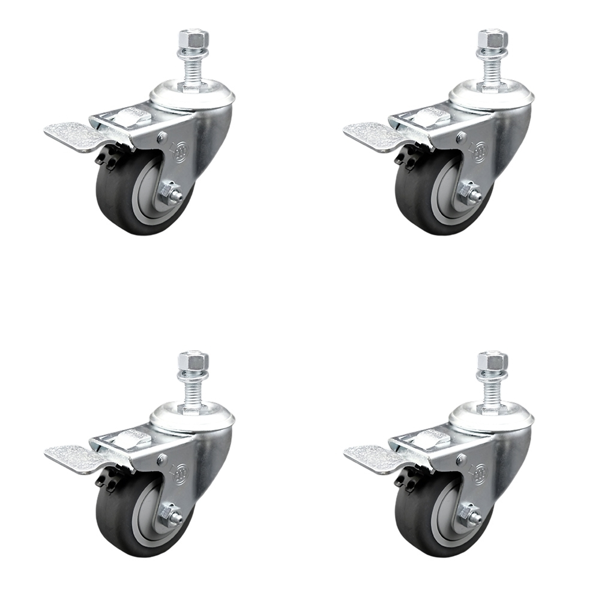 Service Caster, 3 1/2in. x 1 1/4in. Stem Casters, Wheel Diameter 3.5 in, Caster Type Swivel, Package (qty.) 4, Model# SCC-SSTSTTL20S3514-TPRB-M1215-4
